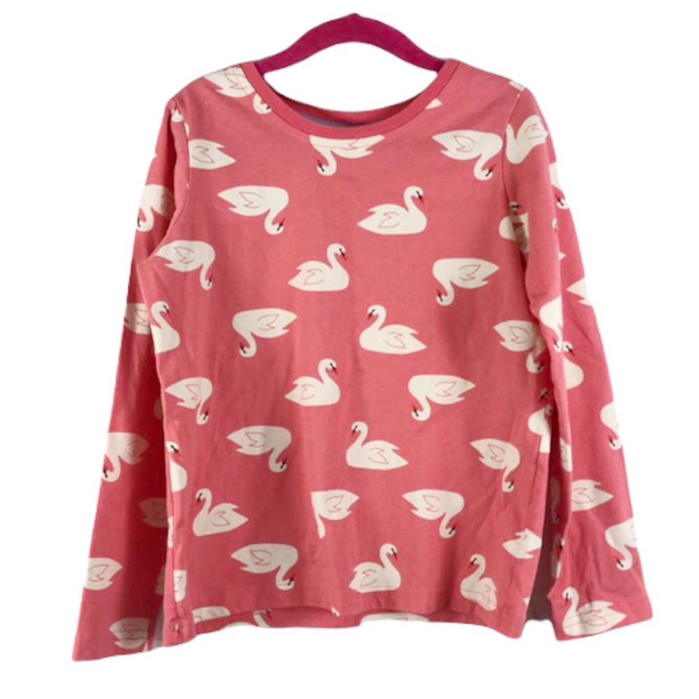 Hannah Andersson Pink Swan Long Sleeve Cotton Top